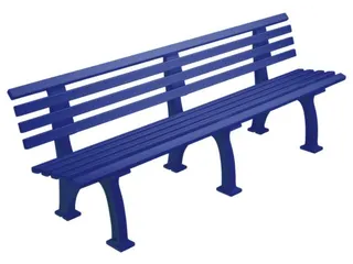 Kunststofbank 740x2000x380mm Zit H 440mm 9 Latten 3 Pootstellen Blauw - 2