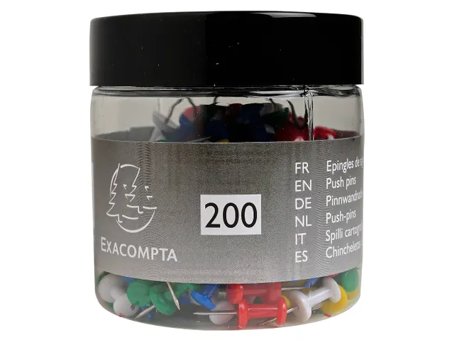 200 prikbordsp. Push Pins 10mm diam ass