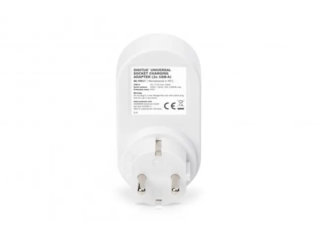 Stekker-oplaadadapter met 2 USB-poorten 250V 50Hz USB 5V 2.1A wit/grij