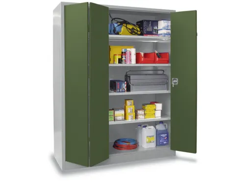 Vouwdeurkast 1950x1200x400mm 4legborden Verzinkt Ral7035 Front Ral6011