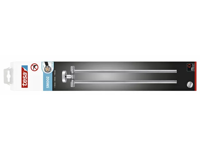 Handdoekhouder Tesa Smooz 40317 Chroom zelfklevend met 2 armen
