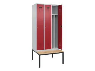 locker met bank,voor scheiding van kleding,HxBxD 2120x900x815mm,3vak - 1