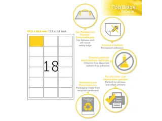 Etiketten universele labels A4 permanent 63,5x46,6mm Wit 1800 stuks - 2