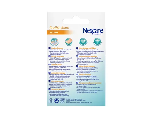 Wondpleister Nexcare active flexible foam waterbestendig 6x10cm 10 stu