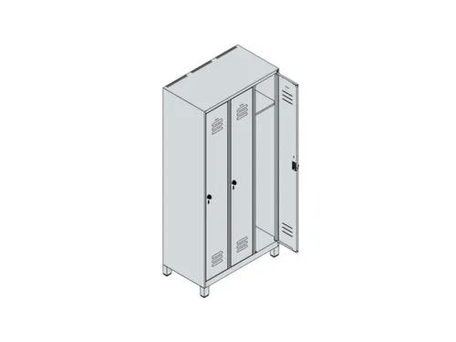 locker,HxBxD 1950x900x500mm,3vak,vak B 300mm,draaigrendel,voeten