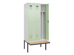 locker met bank,voor scheiding van kleding,HxBxD 2120x900x815mm,3vak
