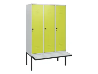 locker met bank,HxBxD 1950x1200x815mm,3vak,vak B 400mm,draaigrendel - 1