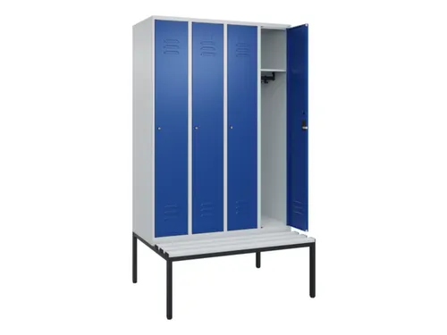 locker met bank,HxBxD 2120x1200x815mm,4vak,vak B 300mm,cil.-slot