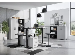 Elektrisch ihv bureau,HxBxD 710-1190x1600x800mm,blad lichtgrijs - 3