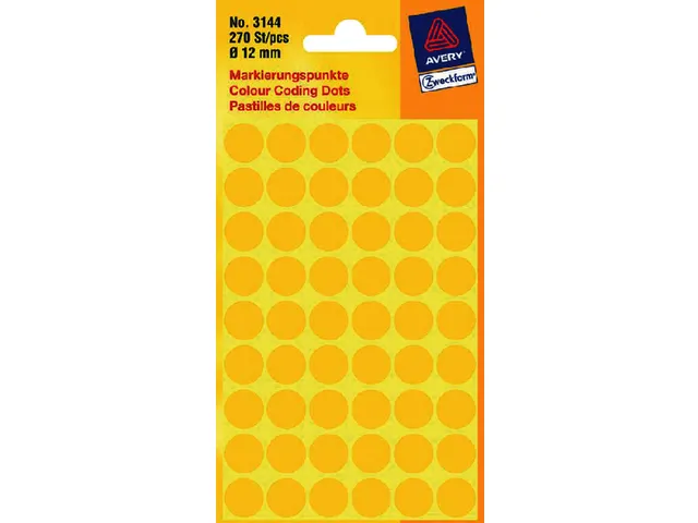 Etiquette Avery Zweckform 3144 Rond 12mm Jaune 270 Pcs