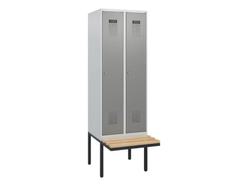 locker met bank,HxBxD 1950x600x815mm,2vak,vak B 300mm,cilinderslot