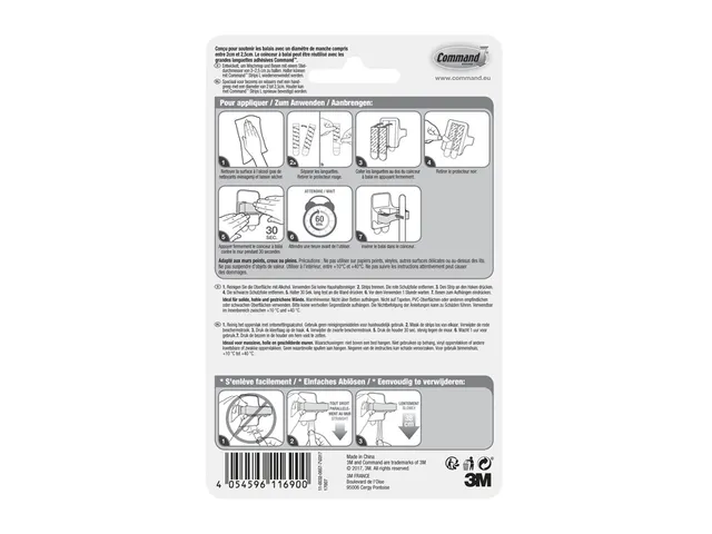 Bezemhouder Command inclusief bevestigingsstrip wit
