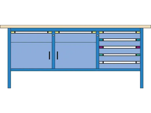 werkbank,HxBxD 845x2000x700mm,multiplexblad,RAL7035,front RAL7035