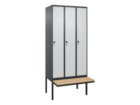 locker met bank,HxBxD 2120x900x815mm,3vak,vak B 300mm,draaigrendel