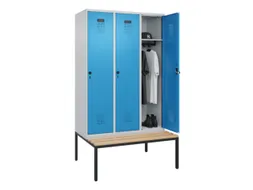 locker met bank,HxBxD 2120x1200x815mm,3vak,vak B 400mm,draaigrendel