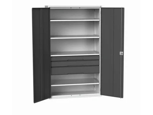 universele kast,HxBxD 2000x1300x550mm,4xStalen bodem,3lade(n)
