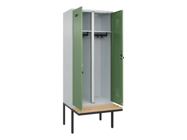 locker met bank,voor scheiding van kleding,HxBxD 2120x800x815mm,2vak