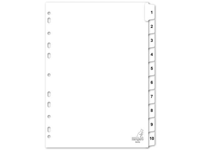 Tabbladen Kangaro 4-gaats PK410C 1-10 genummerd wit karton