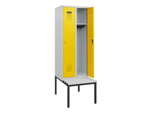 locker met bank,HxBxD 1950x600x815mm,2vak,vak B 300mm,cilinderslot