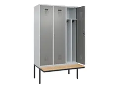 locker met bank,voor scheiding van kleding,HxBxD 2120x1200x815mm,3vak