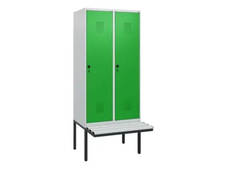 locker met bank,HxBxD 1950x800x815mm,2vak,vak B 400mm,draaigrendel - 2