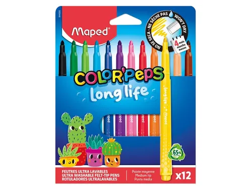 Viltstift Maped Color'Peps Long Life 2.0 set à 12 stuks assorti