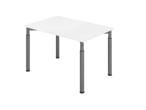 bureau,HxBxD 680-820x1200x800mm,blad wit,4voeten grafiet,ronde buis