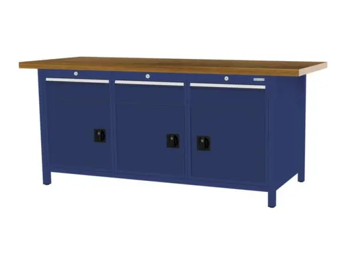 werkbank,HxBxD 860x2000x750mm,onderstel RAL5013,fronten RAL5013