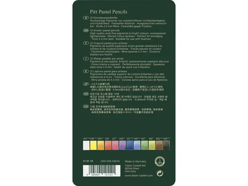 Pastelpotlood Faber-Castell Pitt metalen etui a 12 stuks