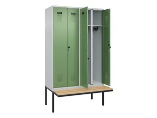 locker met bank,voor scheiding van kleding,HxBxD 2120x1200x815mm,4vak - 1