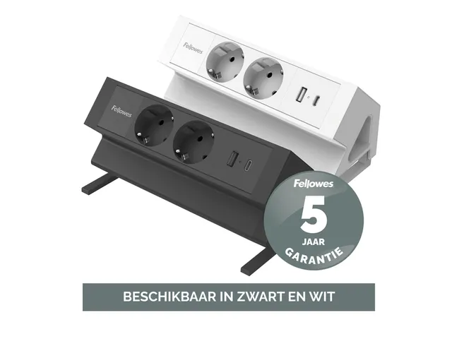Stekkerdoos Fellowes Power Desk F 2voudig incl USB A en C 2m zwart
