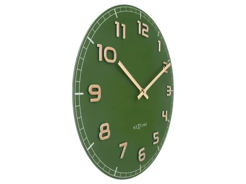 Wandklok Nextime dia 40cm Groen glas/Aluminium Classy Medium