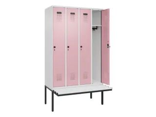 locker met bank,HxBxD 2120x1200x815mm,4vak,vak B 300mm,draaigrendel - 1