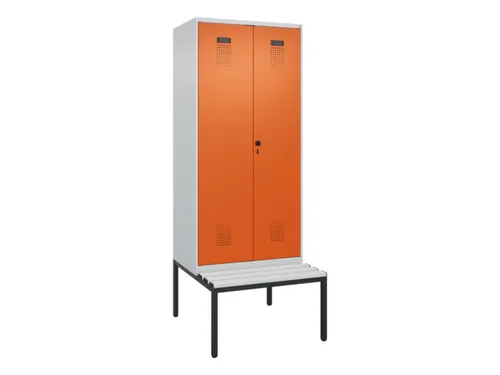 PBM-locker met bank,HxBxD 2120x800x815mm,2vak,vak B 400mm,draaigrendel
