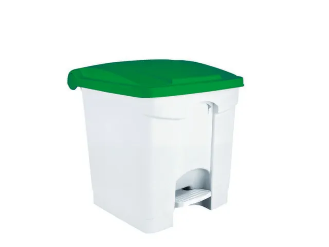 Contitop,afvalbak met pedaal 30L wit/groen/VE:3