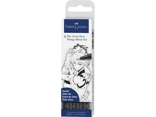 Tekenstift Faber Castell Pitt Artist Pen Manga 4 Stuks Etui Zwart