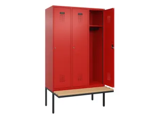 locker met bank,HxBxD 2120x1200x815mm,3vak,vak B 400mm,cilinderslot - 1