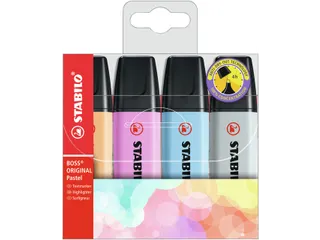 Markeerstift STABILO BOSS Original 70/4 pastel incl grijs ass 4st - 1