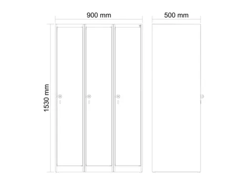 schoollocker,HxBxD 1530x900x500mm,3vak,vak B 300mm,cil.-slot