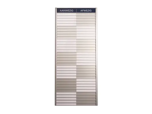 Menoor In-Uit bord 35 namen Aluminium Aanwezig/Afwezig Donkerblauw