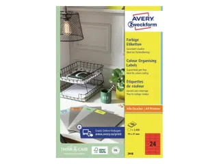 Gekleurd Etiket Avery Zweckform 70x37mm Rood 2400 stuks - 2