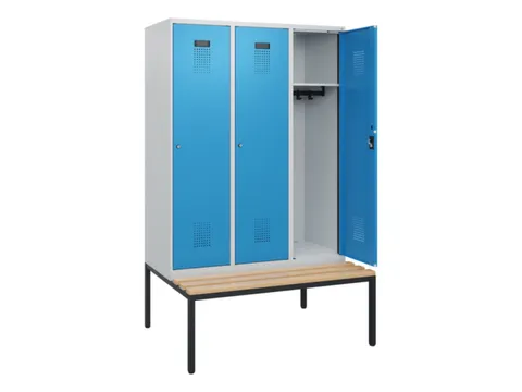 locker met bank,HxBxD 1950x1200x815mm,3vak,vak B 400mm,cilinderslot
