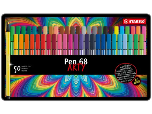 Viltstift STABILO Pen 68/50 Arty medium assorti blik à 50 stuks