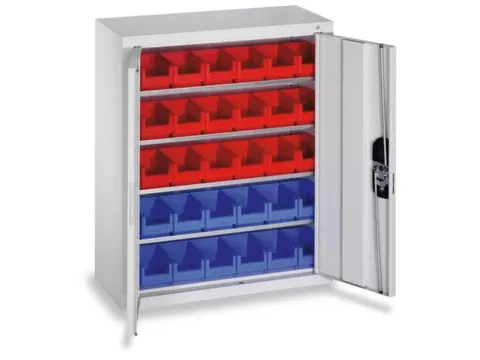 Stellingkast Staalplaat 1000x1000x420mm 4 Legborden 30 Magazijnbakken