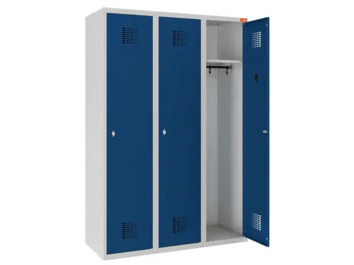 lockerkast,HxBxD 1800x1200x500mm,3vak,draaigrendel,sokkel,romp RAL7035