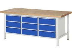 werkbank,HxBxD 840-1040x2000x900mm,beukblad,draagverm. 1250kg,4voeten