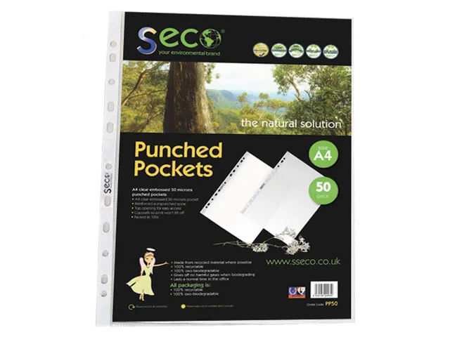 Pochettes perforées Seco A4 Biodégradable 50 micron 50 pièces