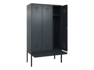 locker met bank,HxBxD 2120x1200x815mm,3vak,vak B 400mm,cilinderslot - 1