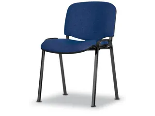 Bezoekersstoel,4Voeten Ovale Buis Zwart,Zitting Stof Donkerblauw - 1