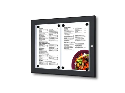 Menuvitrine Vergrendelbaar Outdoor Zwart 2xA4
